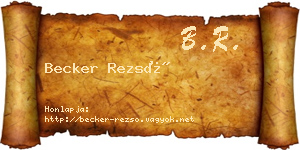 Becker Rezső névjegykártya